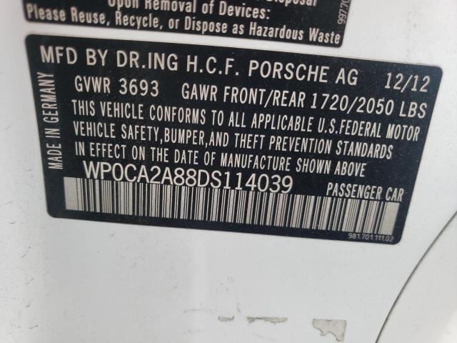 2013 PORSCHE BOXSTER WP0CA2A88DS114039