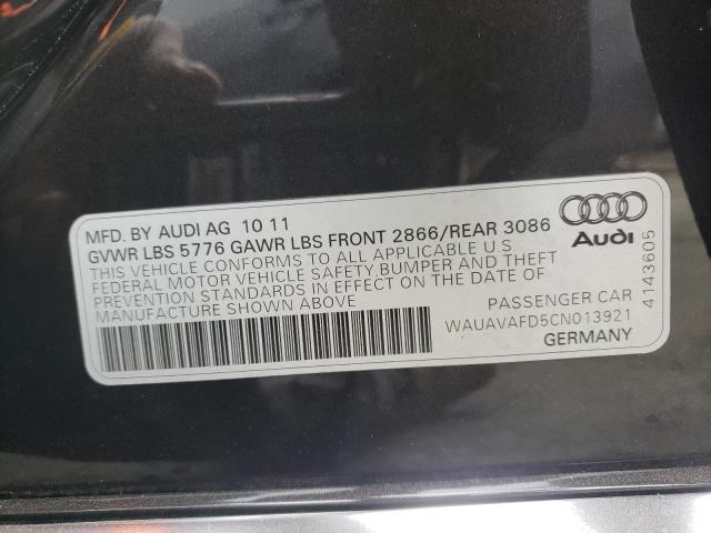 2012 AUDI A8 QUATTRO WAUAVAFD5CN013921