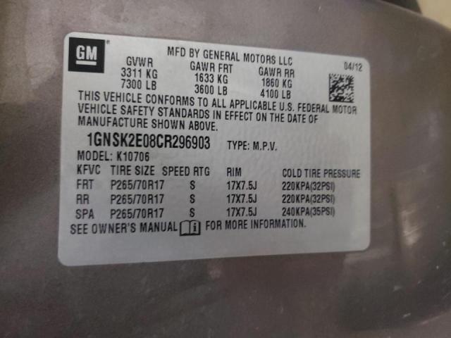 2012 CHEVROLET TAHOE SPEC 1GNSK2E08CR296903