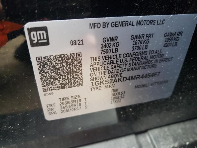 2021 GMC YUKON SLE 1GKS2AKD4MR445467