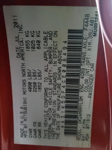 2012 MITSUBISHI ECLIPSE GS 4A31K5DF4CE006494