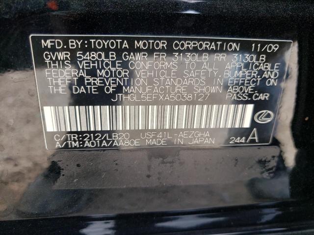 2010 LEXUS LS 460L JTHGL5EFXA5038127