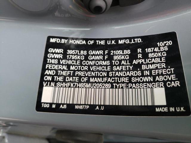 2021 HONDA CIVIC EX - SHHFK7H65MU205289