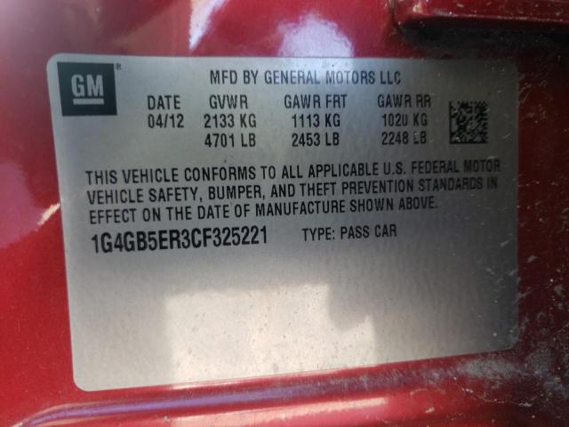 2012 BUICK LACROSSE C 1G4GB5ER3CF325221