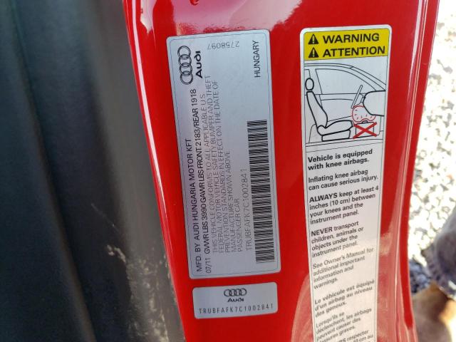 2012 AUDI TT PREMIUM TRUBFAFK7C1002841