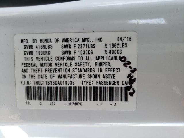 1HGCT1B38GA010038 Honda Accord Lx- 2016. Фото: 9