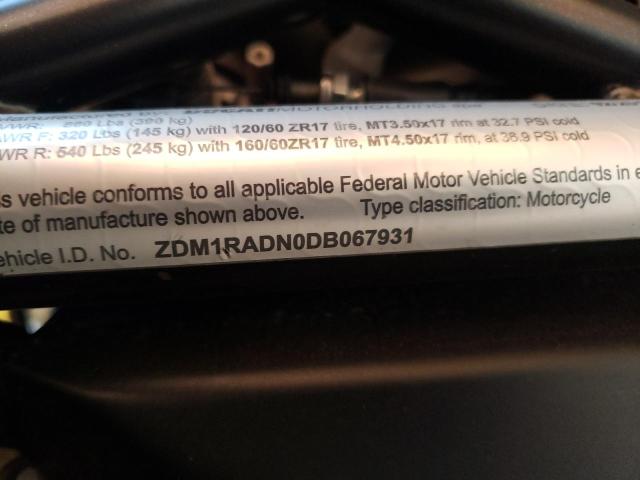 2013 DUCATI MONSTER 69 ZDM1RADN0DB067931