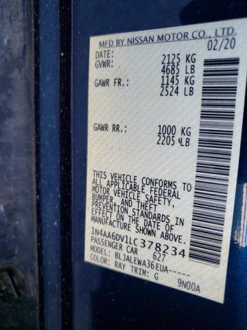 2020 NISSAN MAXIMA SL 1N4AA6DV1LC378234