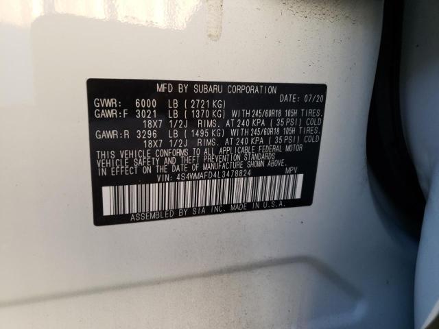 2020 SUBARU ASCENT PRE 4S4WMAFD4L3478824