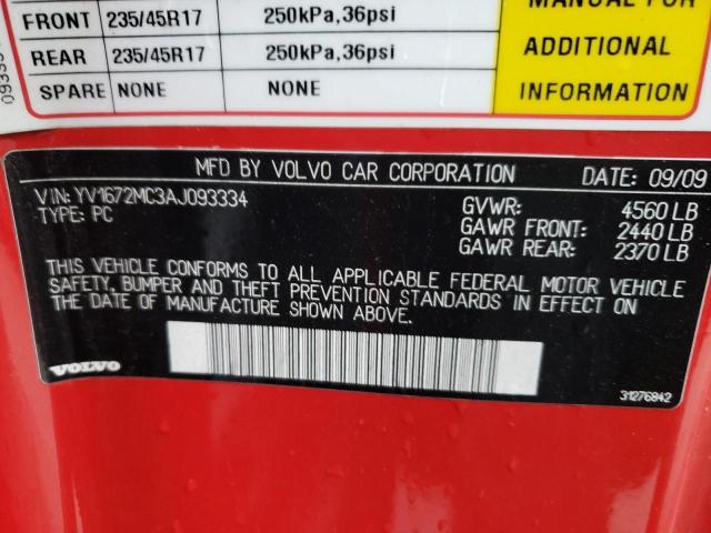 2010 VOLVO C70 T5 YV1672MC3AJ093334