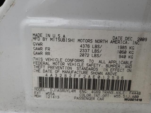 2010 MITSUBISHI GALANT FE 4A32B2FF2AE012596