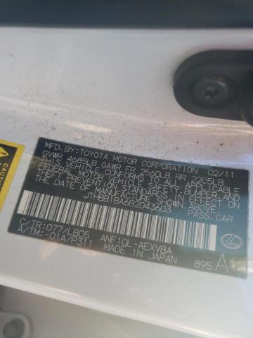 2011 LEXUS HS 250H JTHBB1BA6B2043603