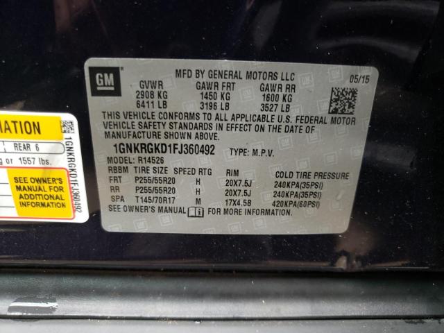 1GNKRGKD1FJ360492 Chevrolet Traverse L 2015. Фото: 9