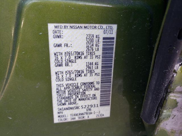 2011 NISSAN XTERRA OFF 5N1AN0NU5BC522931
