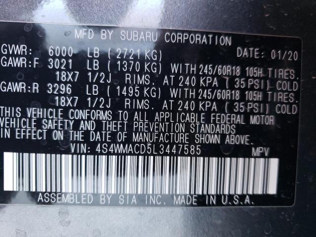 2020 SUBARU ASCENT PRE 4S4WMACD5L3447585