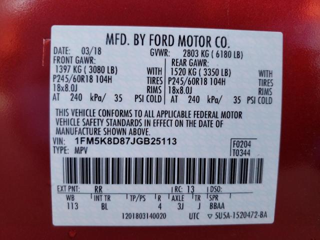 2018 FORD EXPLORER X 1FM5K8D87JGB25113