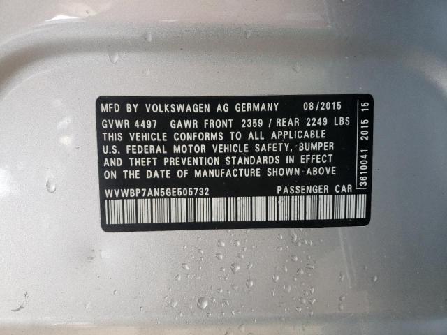 2016 VOLKSWAGEN CC BASE WVWBP7AN5GE505732