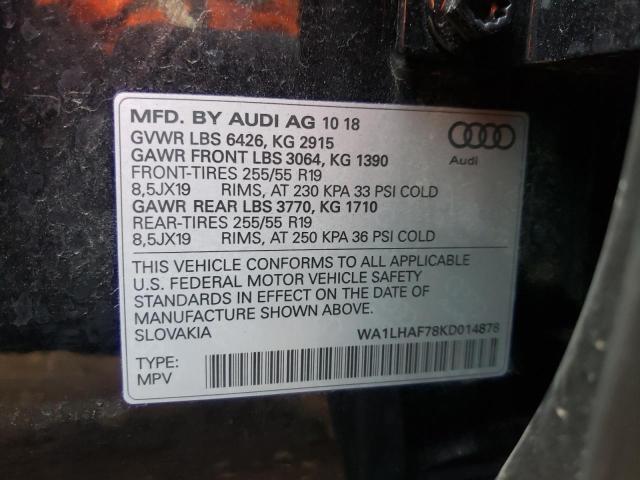 VIN WA1LHAF78KD014878 2019 Audi Q7, Premium Plus no.10