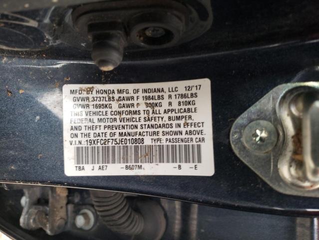 19XFC2F75JE010808 Honda Civic Ex 2018. Фото: 9