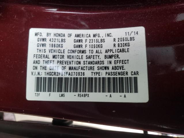 2015 HONDA ACCORD S 1HGCR2F51FA070936