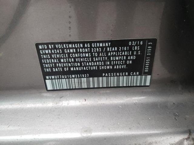 2016 VOLKSWAGEN GOLF R WVWUF7AU1GW231927