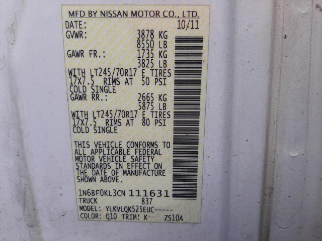 2012 NISSAN NV 1500 1N6BF0KL3CN111631