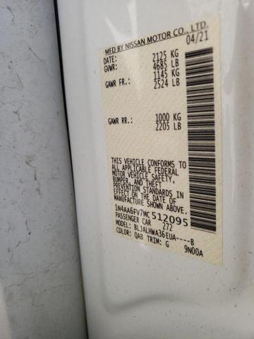2021 NISSAN MAXIMA PLA 1N4AA6FV7MC512095