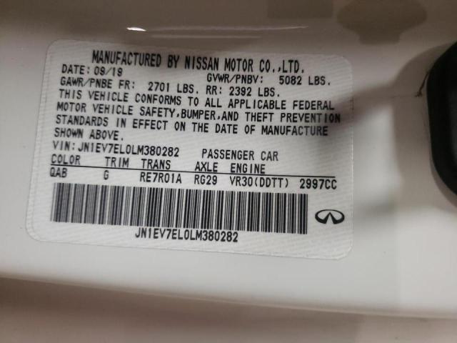 2020 INFINITI Q60 PURE JN1EV7EL0LM380282