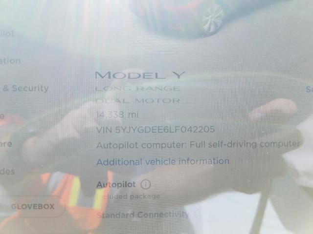 2020 TESLA MODEL Y 5YJYGDEE6LF042205