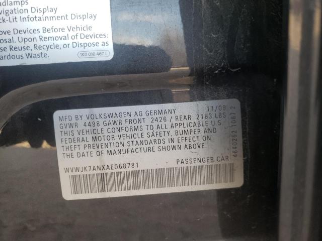 2010 VOLKSWAGEN PASSAT KOM WVWJK7ANXAE068781