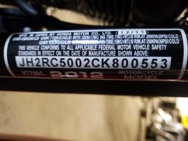2012 HONDA VT750 C JH2RC5002CK800553