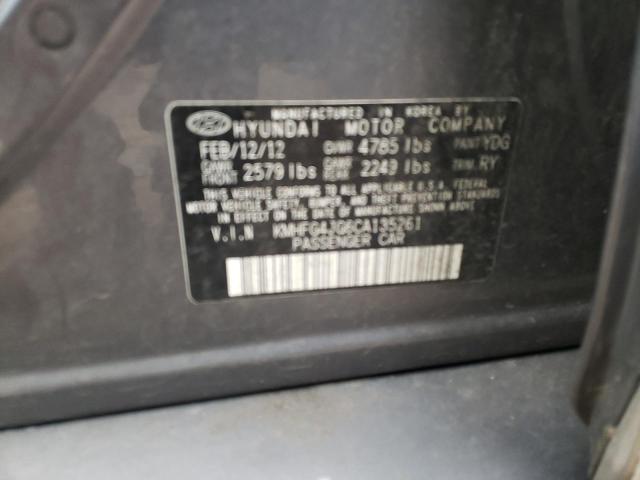 2012 HYUNDAI AZERA GLS KMHFG4JG6CA135261
