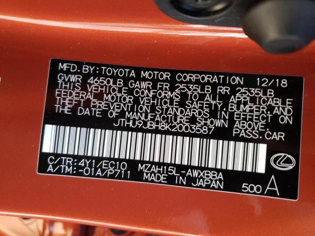 2019 LEXUS UX 250H JTHU9JBH8K2003587