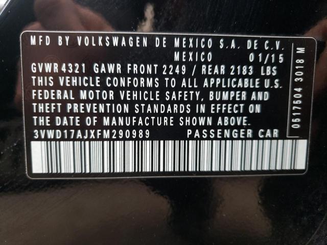 3VWD17AJXFM290989 Volkswagen Jetta Se 2015. Фото: 9