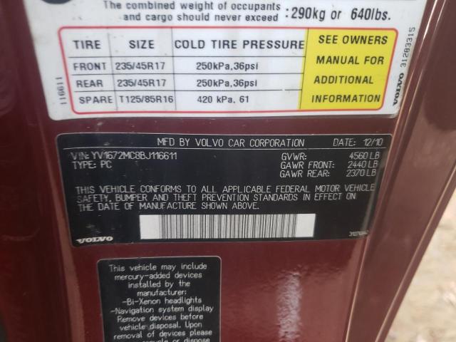 2011 VOLVO C70 T5 YV1672MC8BJ116611