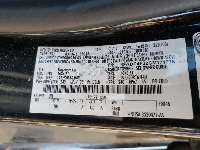 2012 FORD FIESTA SES 3FADP4FJ2CM171778
