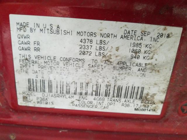 2011 MITSUBISHI GALANT ES 4A32B3FF3BE010122