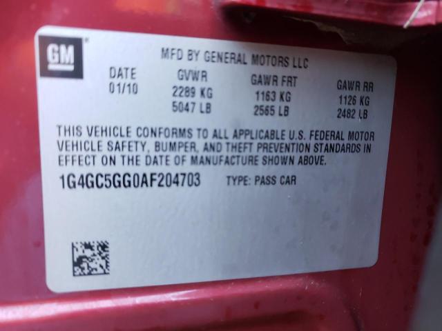 2010 BUICK LACROSSE C 1G4GC5GG0AF204703