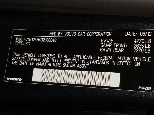 2013 VOLVO S60 T5 YV1612FH4D2188848