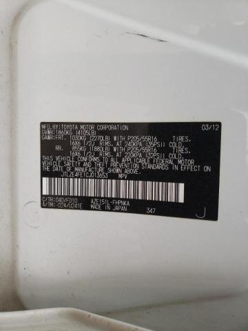 2012 TOYOTA UK JTLZE4FE1CJ013653