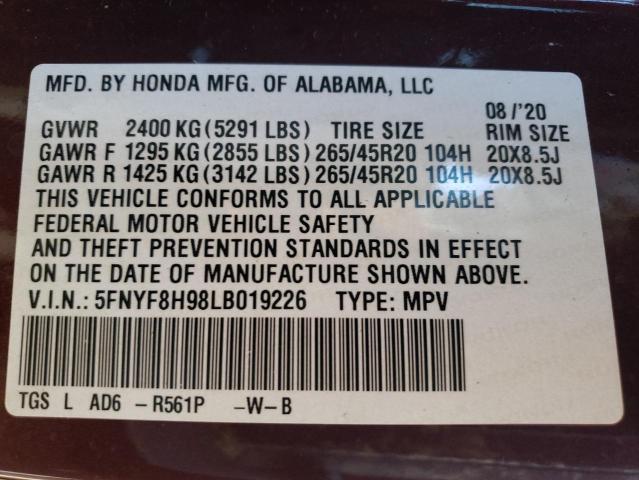 2020 HONDA PASSPORT T 5FNYF8H98LB019226