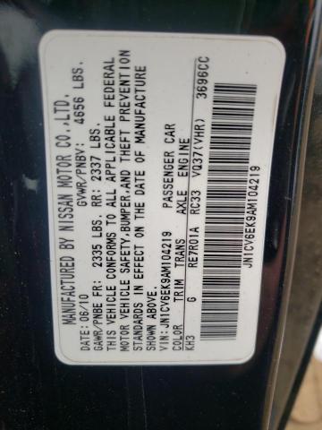 2010 INFINITI G37 BASE JN1CV6EK9AM104219