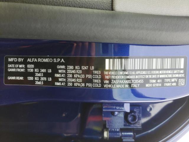 2020 ALFA ROMEO STELVIO ZASPAKANXL7C85455