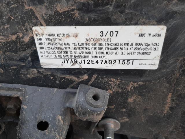 2007 YAMAHA YZFR6 L JYARJ12E47A021551