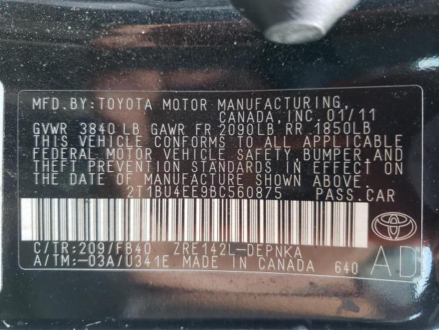 2011 TOYOTA CORROLA 2T1BU4EE9BC560875