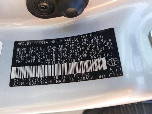2T1BU4EE8CC779151 Toyota Corolla Ba 2012. Фото: 9