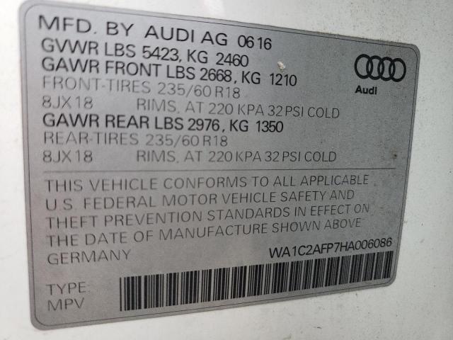 VIN WA1C2AFP7HA006086 2017 Audi Q5, Premium no.10