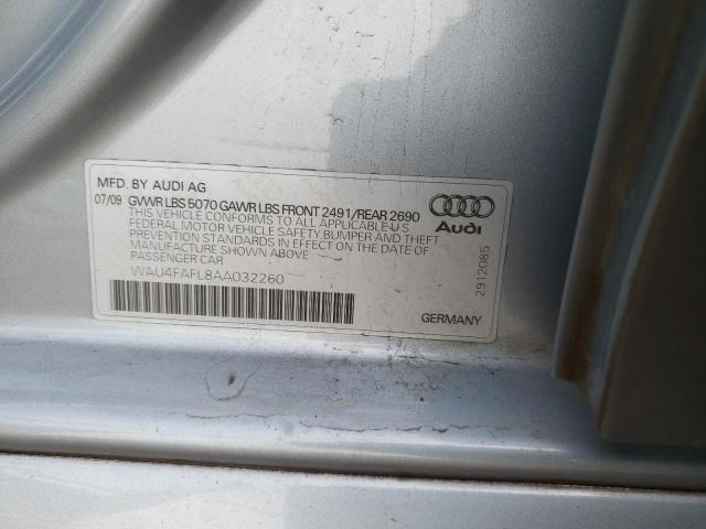2010 AUDI A4 PRESTIG WAU4FAFL8AA032260