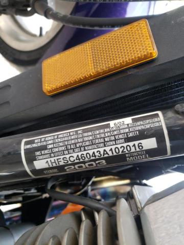 2003 HONDA VTX1800 C 1HFSC46043A102016