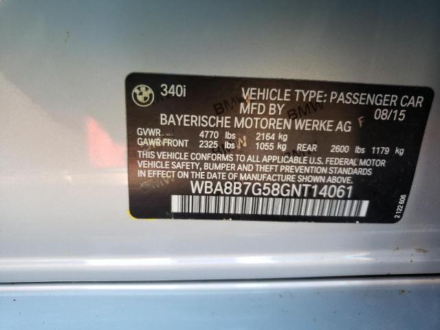 2016 BMW 340 XI WBA8B7G58GNT14061